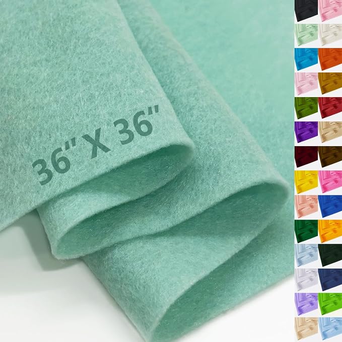 Aqua Green Felt Fabric 36" X 36", 1.6mm Thick Soft and Durable Flexible Craft by FANOMMI