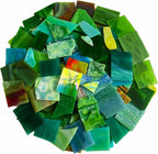 Broken Stained Glass Scraps Mixed Green Colors, Irregular Stained Glass Sheets by PALJOLLY
