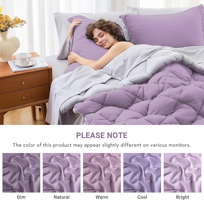 MUXHOMO 7 Pieces Queen Comforter Set, Reversible Bed in a Bag Queen Size - Image 4