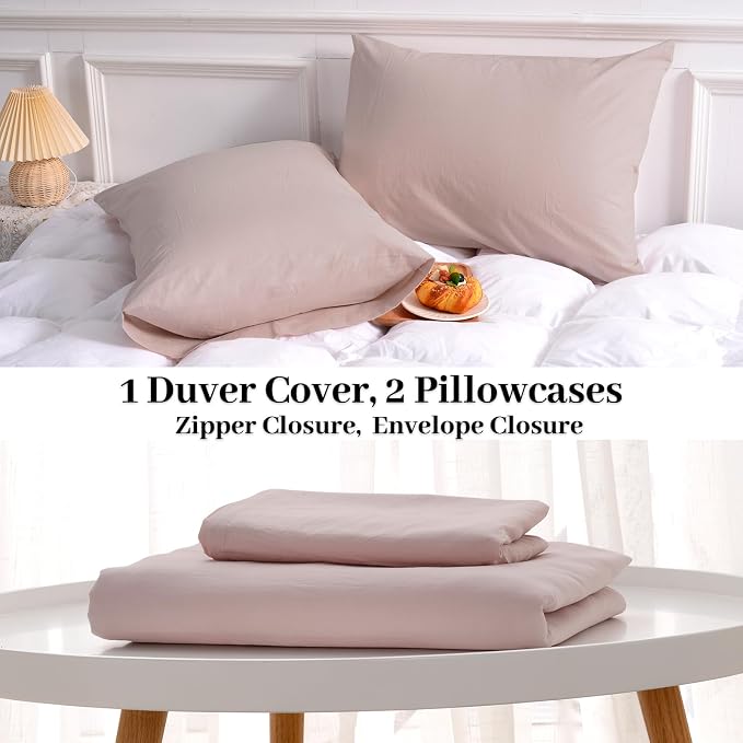 NEXHOME PRO Duvet Cover Set 100% Washed Cotton Full Size Linen Feel Textured - Image 9