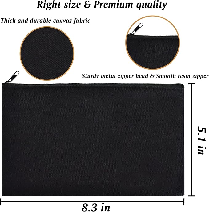 ZeeDix Canvas Zipper Pouch Bulk – 8.3 x 5 Inches Cotton Canvas Pouches - Image 2
