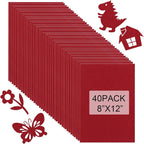40 Pcs Stiff Felt Fabric Sheet for Crafts, 1mm Thick and 8”x12”Red Felt Fabric by Tiparts