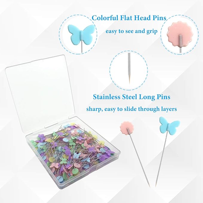 Hovesty 200pcs Sewing Pins Flat Head Straight Pins - Image 3
