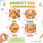4 Pack Wooden Puzzle Games Brain Teasers Toy- 3D Puzzles - Image 2