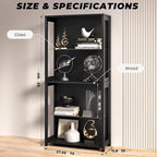 Display Cabinet with Glass Shelves, 4-Tier Display Shelf with LED Lights - Image 2