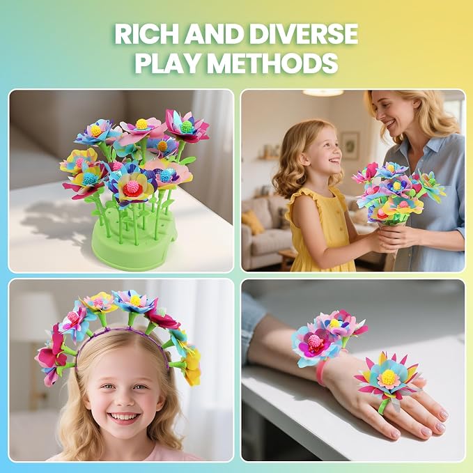 Flower Craft Kit for Kids Ages 4-8 – DIY Fabric Bouquet Toy for Girls and Boys - Image 5