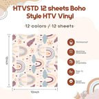 HTVSTD Boho Flower HTV Heat Transfer Vinyl 12pcs 12×10in Iron on Vinyl | Flower - Image 2