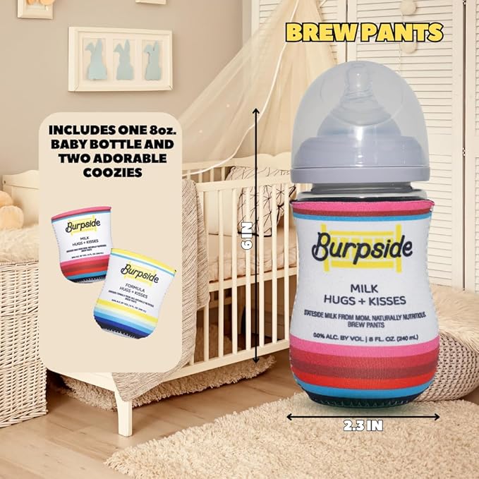 Soft Drink Themed Coozies for Baby Bottles - Funny Gift for New Parents & Baby Showers - (2 Premium Designed Neoprene Coozies + BPA/Lead/Phthalate Free Bottle Included)