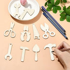 50 pcs Mixed Styles Labor Tool Theme Unfinished Wood Cutout Charms Scissors Axe - Image 5