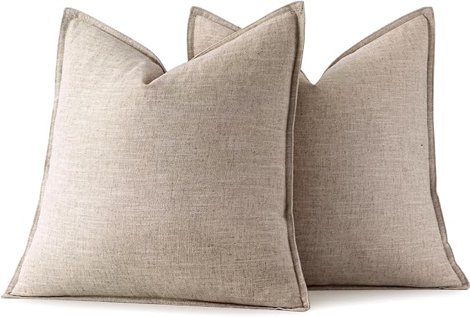 MIULEE Decorative Linen Pillow Covers 20x20 Inch Natural Linen Boho Farmhouse - Image 7