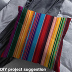 Mexican Style Fabric by The Yard, Rainbow Stripe DIY Art Fabric, Neon Checkers - Image 3