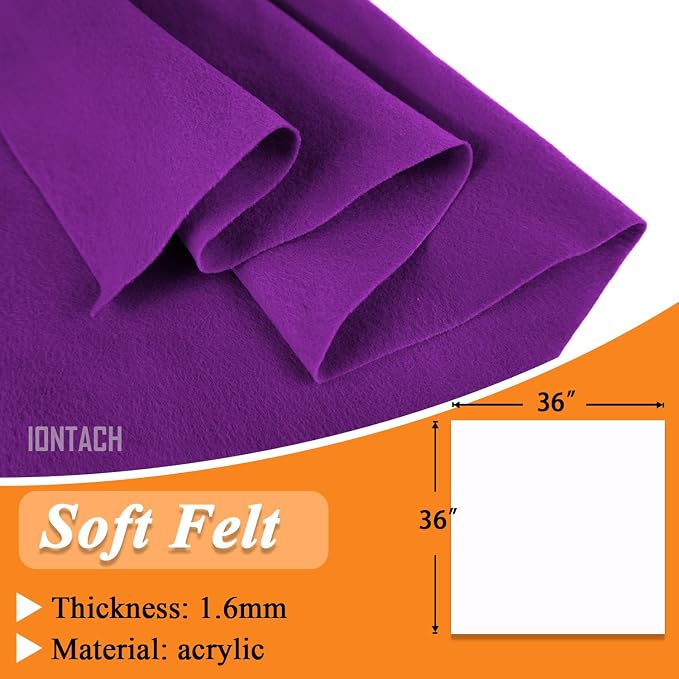 IONTACH 36" X 36" Purple Soft Felt Fabric 1.6mm Thick | Felt Sheets - Image 3