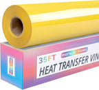 RENLITONG Glossy Yellow HTV Vinyl 12" x 35ft Roll by RENLITONG