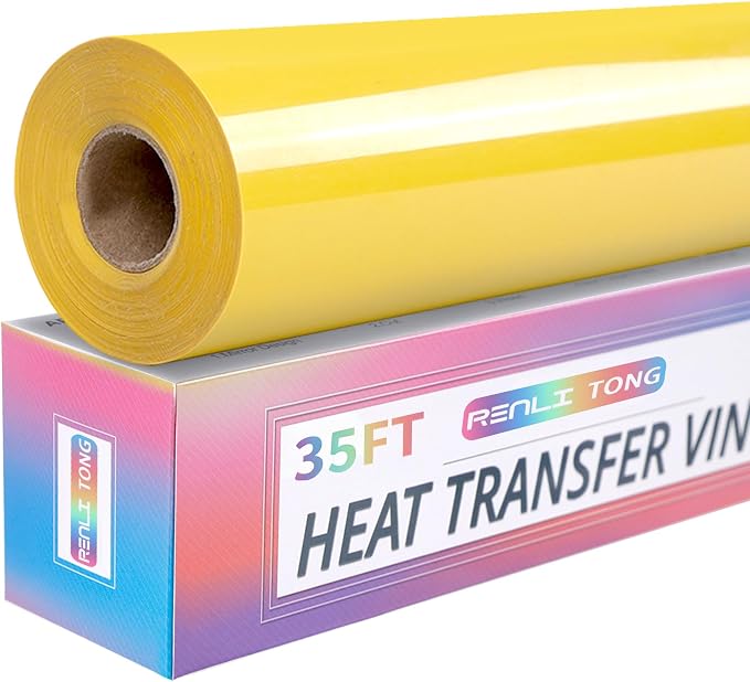 RENLITONG Glossy Yellow HTV Vinyl 12" x 35ft Roll by RENLITONG