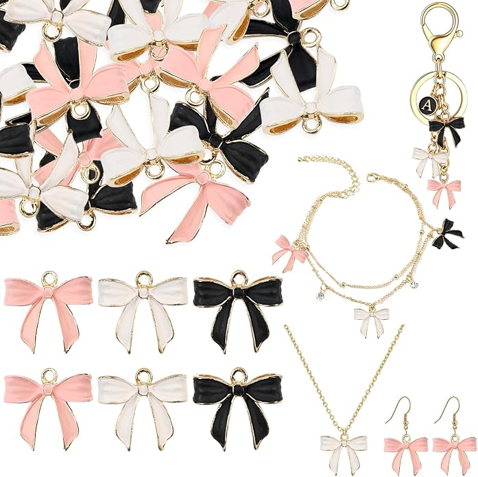 Bow Charms for Bracelet Jewelry Making Cute Bracelet Charms | 18Pcs, Bow Charms by Unknown
