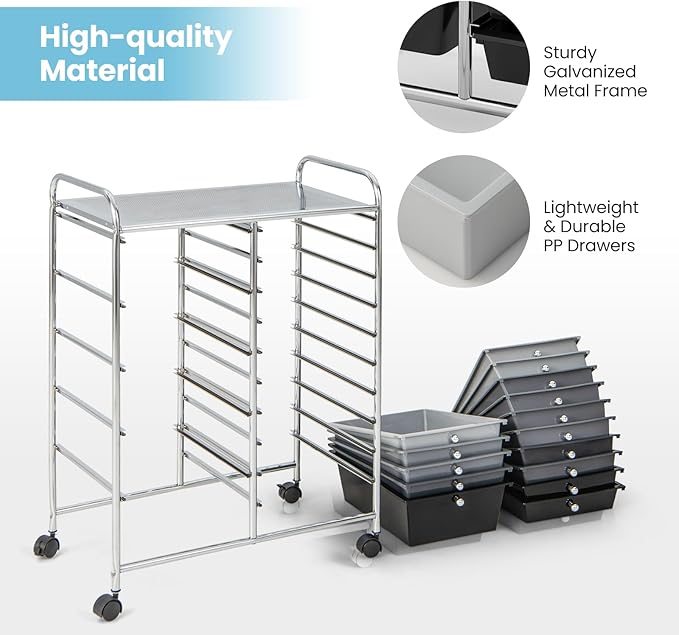 BECOMFORT 15-Drawer Rolling Cart - Image 5