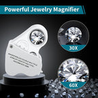JARLINK 30X 60X Illuminated Jewelers Loupe Magnifier, Foldable Jewelry Magnifier - Image 2