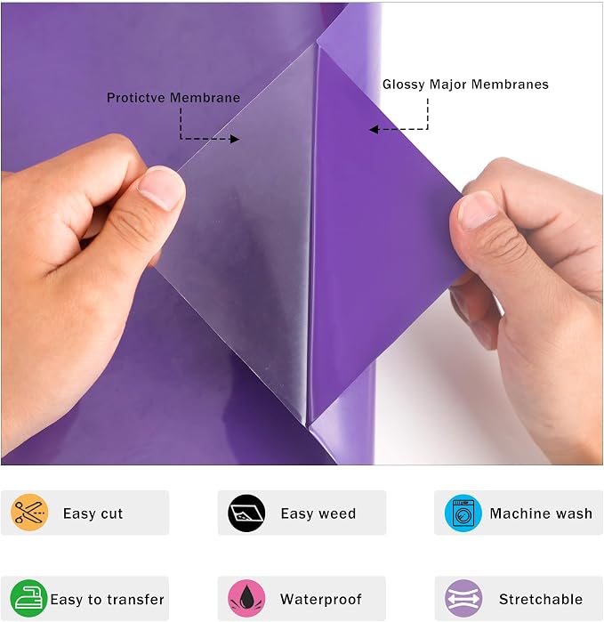 RENLITONG Glossy Purple HTV Vinyl 12" x 35ft Roll - Image 3
