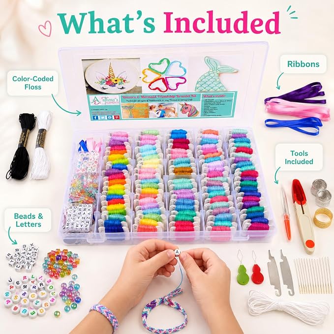 Athena's 200 Pcs Friendship Bracelet String Kit String Bracelet Making Kit - Image 2