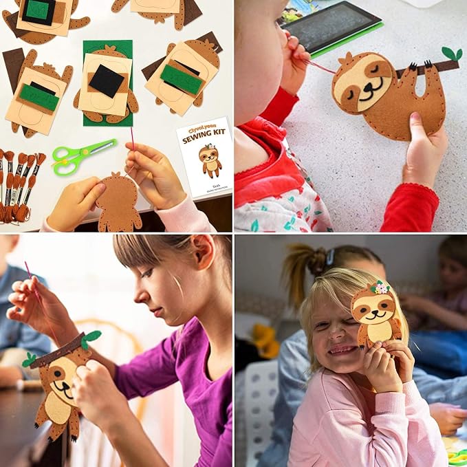 CiyvoLyeen Kids Sewing Kit Crafts – DIY Sloth & Jungle Animal Felt Crafts - Image 7