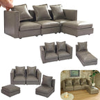 iLAND Dollhouse Furniture Sectional Dollhouse Couch Set Grey Faux Leather Sofa by ILANDTradingCoLtd