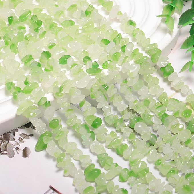 200 Pcs Crystal Chip Beads for Jewelry Making 5-8mm Green Wave Agate | Natural - Image 6