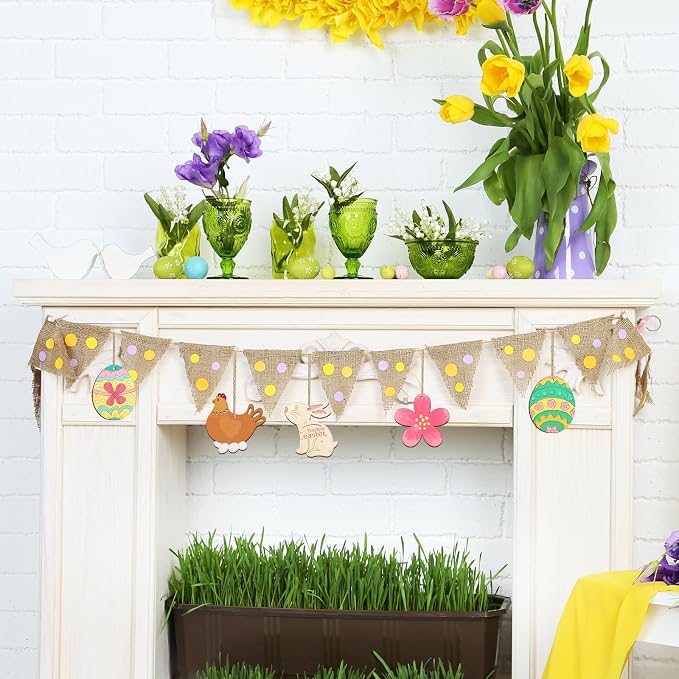 80PCS Wooden Easter Ornaments to Paint, 8 Styles DIY Blank Unfinished Wood - Image 3