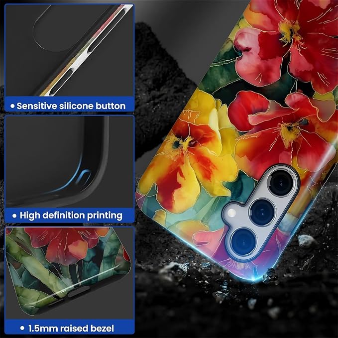 Case for Samsung Galaxy S25 Case, Vintage Floral Girly Design Hybrid Dual - Image 5