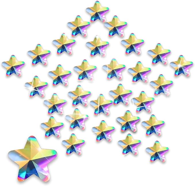 Allstarry 100pcs Flatback Rhinestones Irridescent Star-Shaped Face Gems Eye by Allstarry
