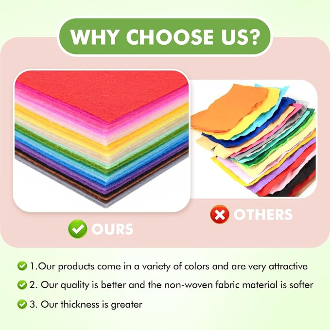 42 pcs Felt Fabric Sheet 4"x4" Assorted Color DIY Craft Squares Nonwoven 1mm - Image 3