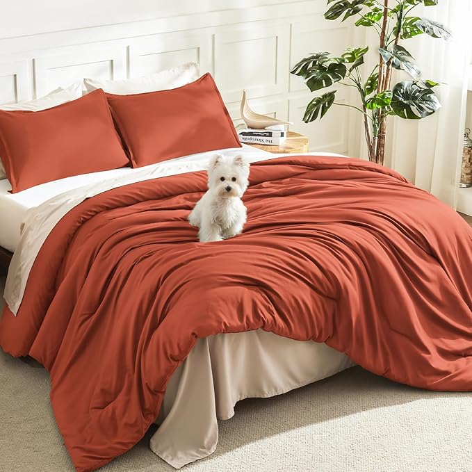 Litanika Oversized King Comforters Burnt Orange Super King Size, 3 Pieces by Litanika
