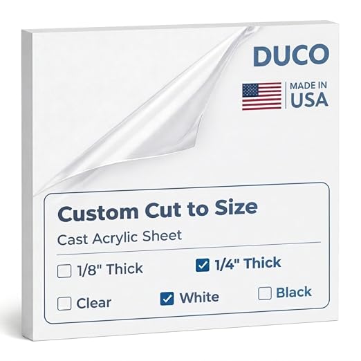 Duco White Cast Custom Size Acrylic Sheets 1/4" Thick by DucoPlasticsSupply