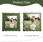 8x8 Picture Frame with Mat for 6x6, Wavy Edge Wooden Real Glass Photo Frame for - Image 3