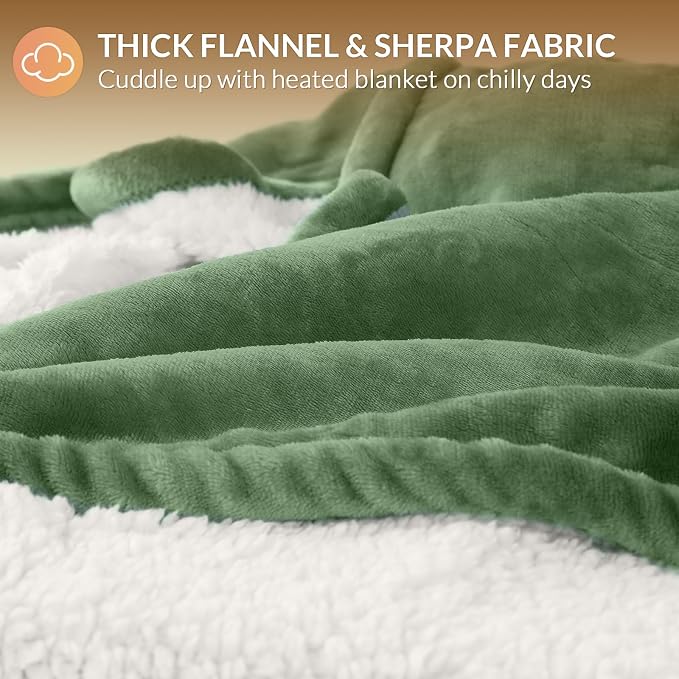 HOMLYNS LuxeHeat Heated Blanket Electric Blanket Twin Size, Soft Flannel Sherpa - Image 5