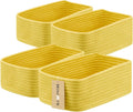 Small Storage Baskets for Organizing | Closet Organizer Bins | Shelf Toy Basket | Woven Rope Baskets | Cube Decorative Box | Shallow Basket | 11.5x7.5x4.7” | 4 Packs Yellow