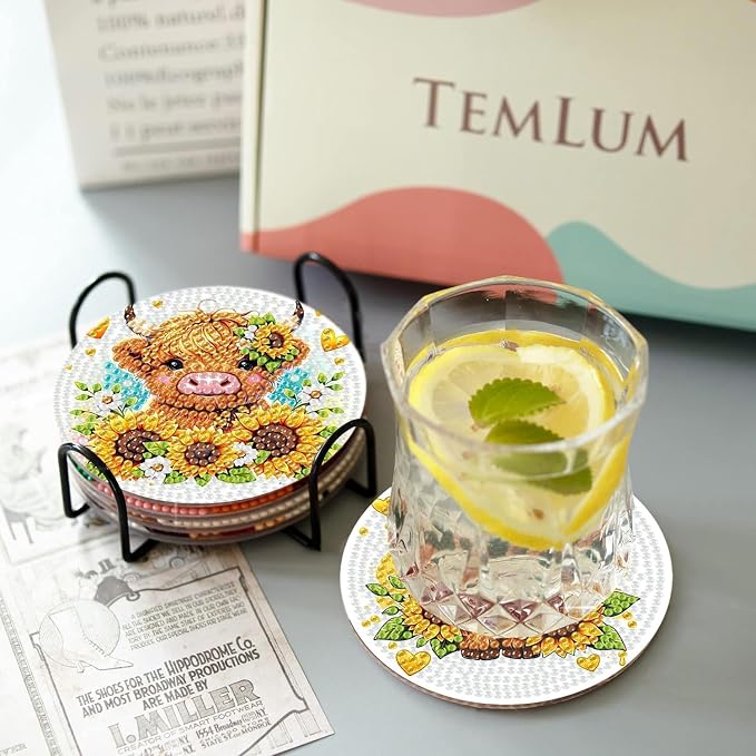8 Pcs Cow Diamond Painting Coasters - Image 3
