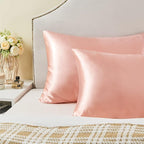 BEDELITE Satin Pillowcase with Zipper, Coral King Size Pillow Cases Set of 2 - Image 6