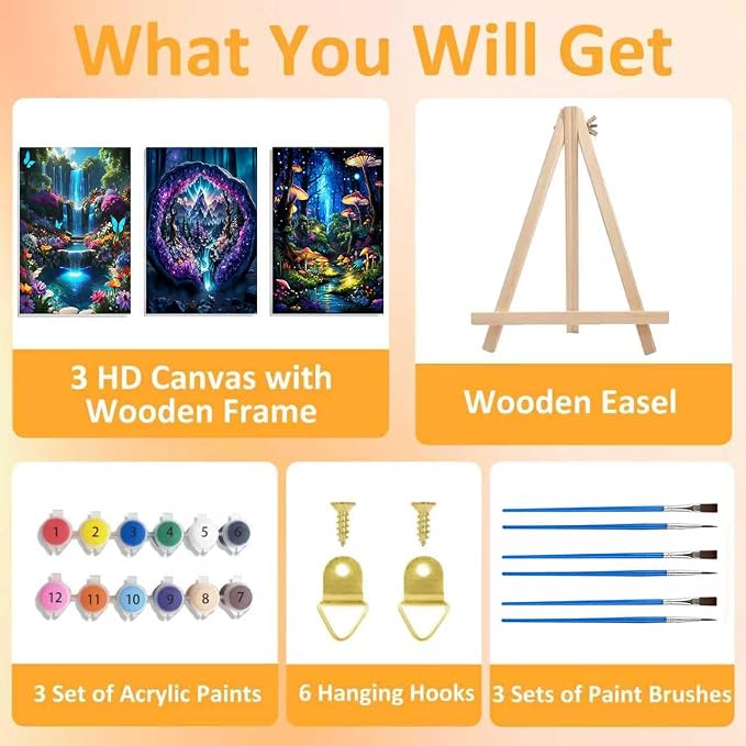 3 Pack Framed Paint by Numbers for Adult - Image 4