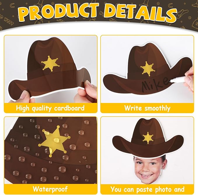 gisgfim 80Pcs Western Cutouts Wild West Cowboy Cowgirl Hat Decorations Bulletin - Image 3