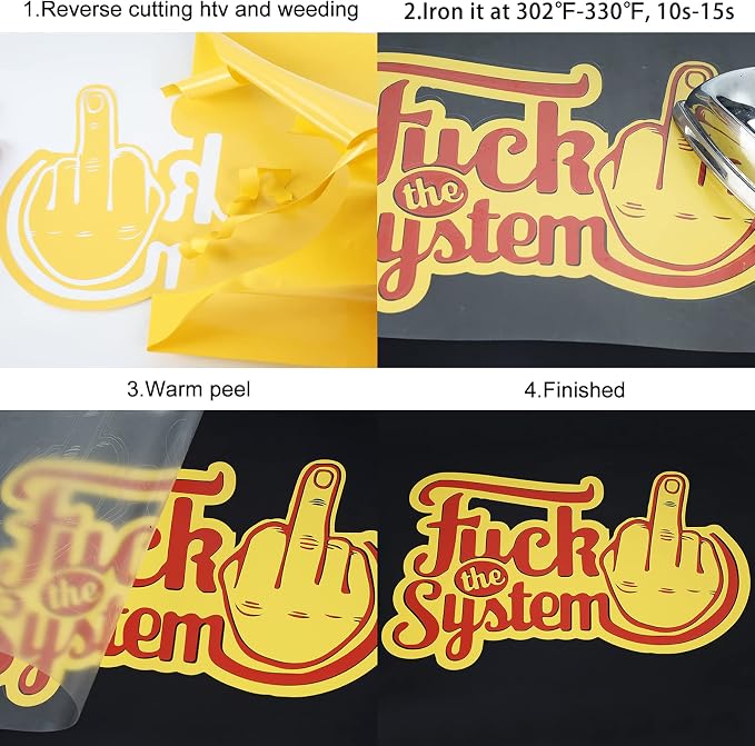 FUNKAKA Yellow Heat Transfer Vinyl Rolls, Adhesive Glossy HTV Vinyl - Image 4