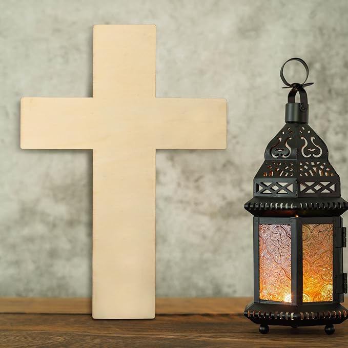 Anglechic 12 Pcs Wooden Cross Craft 12 Inch Wood Crosses - Image 3