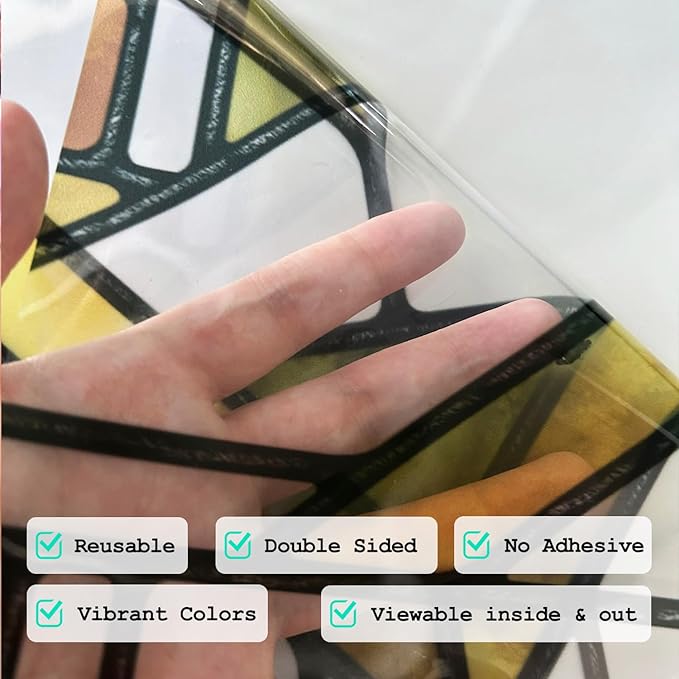 Faux Stained Glass Effect Transparent Window Film, Original Hand Drawn Static - Image 6