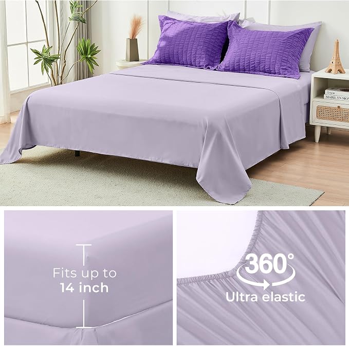 HYMOKEGE Dark Purple/Lavender Twin XL Comforter Set Seersucker 5 Pieces - Image 7