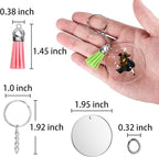 120 pcs Acrylic Keychain Blank Silver Kit | Silver Tassels, Rings & Jump Rings - Image 2