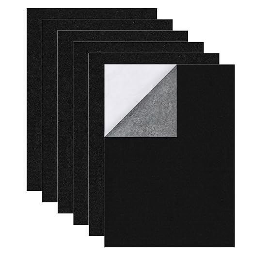 6PCS Large Self Adhesive Felt Sheet, 13.4"x10.8", 2mm Thick Stiff Black Felt by Samiusy