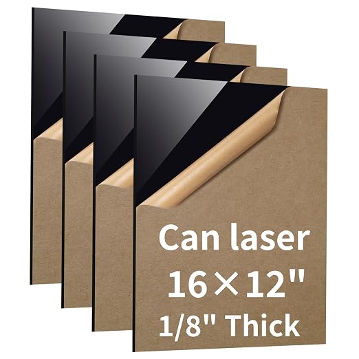4 Pack 12×16 Black Acrylic Sheets 1/8in Thick Plexiglass Sheet by Unknown