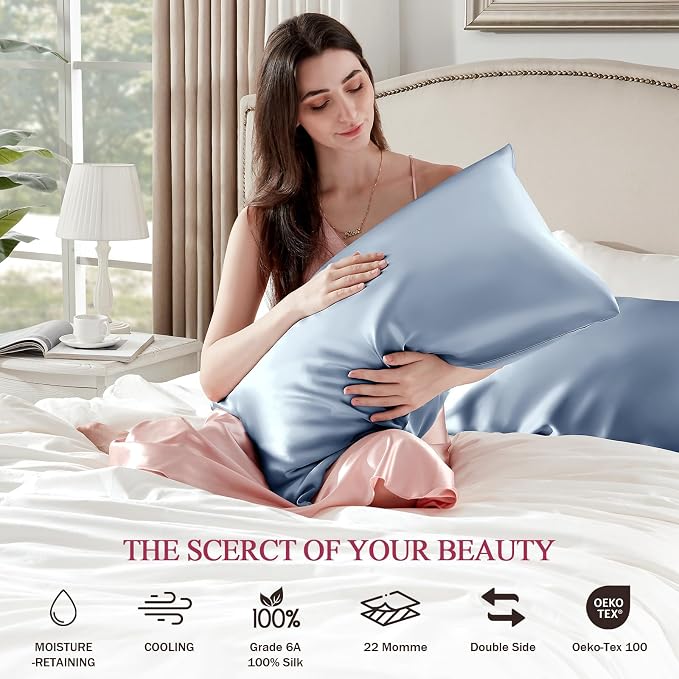 100% Silk Pillow Cases Queen Size Mulberry Silk Pillowcase - Image 6