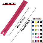 Zippers for Sewing, DOITEM 48 pcs 45cm/18 Inch Multicolor Nylon Coil Zippers - Image 3