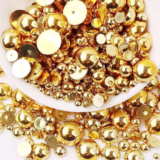 2000PCS AB Color Imitation Half Round Pearls Bead Loose Beads Gems, Mixed Sizes by UYTRDVG