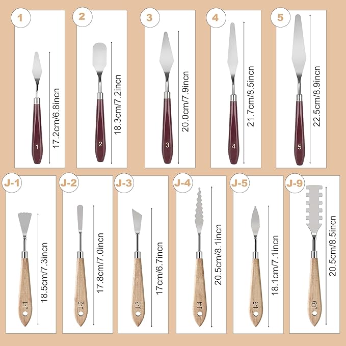 Palette Knife Set, 11 Pieces Stainless Steel Spatula Palette Knives Painting - Image 2